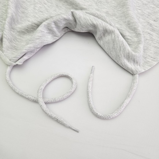 Pamuk Sweatshirt İpi | Plastik Uçlu 115 cm Kordon | Gri Melanj