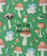 Baskılı %100 Pamuk Müslin Kumaş | Büyük Mantarlar (Yeşil Zemin)