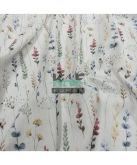 Baskılı %100 Pamuk Müslin Kumaş | Renkli Dallar Baskılı %100 Pamuk Müslin Kumaş | Renkli Dallar