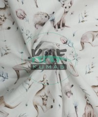 Baskılı %100 Pamuk Müslin Kumaş | Avustralya Hayvanları