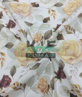 Baskılı %100 Pamuk Müslin Kumaş | Gül