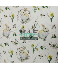 Baskılı %100 Pamuk Müslin Parça Kumaş | Tavşan