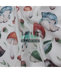 Baskılı %100 Pamuk Müslin Kumaş | Büyük Mantarlar