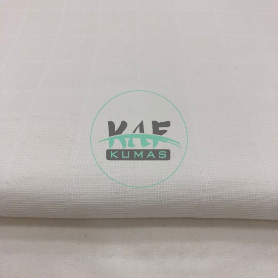 %100 Pamuk Kareli Müslin Kumaş | Beyaz Düz