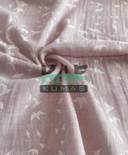  Jakarlı Krinkıl 1 mt Müslin | 2 Katlı Bürümcük Kumaş | Kuş