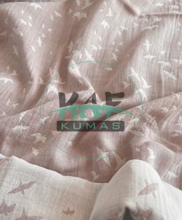  Jakarlı Krinkıl 1 mt Müslin | 2 Katlı Bürümcük Kumaş | Kuş