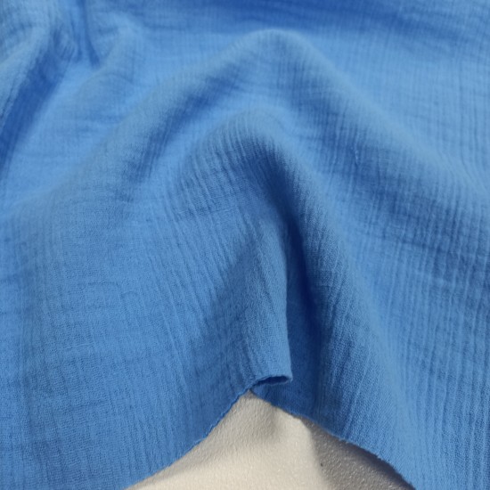 Krinkıl Müslin | 2 Katlı Bürümcük Kumaş | Mavi  Krinkıl Müslin | 2 Katlı Bürümcük Kumaş | Mavi