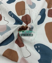 Krinkıl Müslin | 2 Katlı Bürümcük Kumaş | Renkli Eğriler 1mt