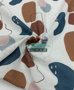 Krinkıl Müslin | 2 Katlı Bürümcük Kumaş | Renkli Eğriler 1mt