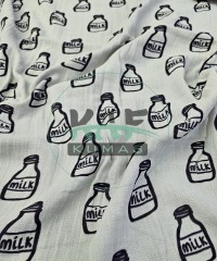Gri Zemin Krinkıl Müslin | 2 Katlı Bürümcük Kumaş | Milk Gri Zemin Krinkıl Müslin | 2 Katlı Bürümcük Kumaş | Milk