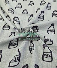Gri Zemin Krinkıl Müslin | 2 Katlı Bürümcük Kumaş | Milk Gri Zemin Krinkıl Müslin | 2 Katlı Bürümcük Kumaş | Milk