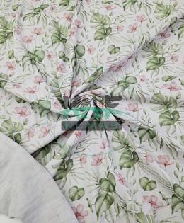 Baskılı %100 Pamuk 2 Katlı 1 mt Gri Krinkıl Müslin Kumaş | Desen 1