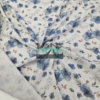 Baskılı %100 Pamuk 2 Katlı Gri Krinkıl Müslin Kumaş | Desen 5