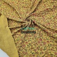 Baskılı %100 Pamuk 2 Katlı 1 mt Hardal Krinkıl Müslin Kumaş | Desen 5