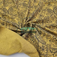 Baskılı %100 Pamuk 2 Katlı 1 mt Hardal Krinkıl Müslin Kumaş | Desen 6