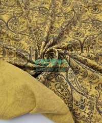 Baskılı %100 Pamuk 2 Katlı 1 mt Hardal Krinkıl Müslin Kumaş | Desen 6