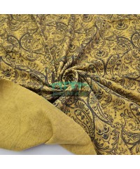 Baskılı %100 Pamuk 2 Katlı 1 mt Hardal Krinkıl Müslin Kumaş | Desen 6