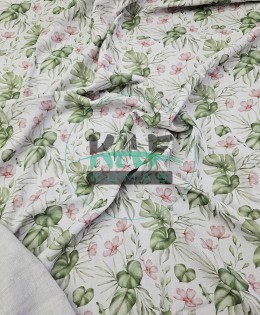 Baskılı %100 Pamuk 2 Katlı 1 mt Gri Krinkıl Müslin Kumaş | Desen 1