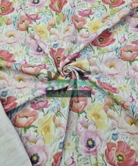 Baskılı %100 Pamuk 2 Katlı Gri Krinkıl Müslin Kumaş | Desen 4