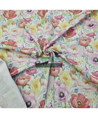 Baskılı %100 Pamuk 2 Katlı Gri Krinkıl Müslin Kumaş | Desen 4