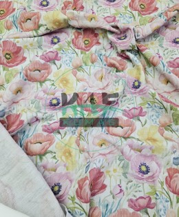 Baskılı %100 Pamuk 2 Katlı 1 mt Gri Krinkıl Müslin Kumaş | Desen 4