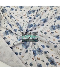 Baskılı %100 Pamuk 2 Katlı Gri Krinkıl Müslin Kumaş | Desen 5