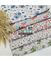 Baskılı %100 Pamuk 2 Katlı Gri Krinkıl Müslin Kumaş | Desen 5