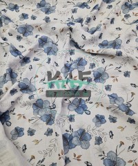 Baskılı %100 Pamuk 2 Katlı 1 mt Gri Krinkıl Müslin Kumaş | Desen 5