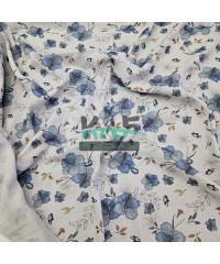 Baskılı %100 Pamuk 2 Katlı 1 mt Gri Krinkıl Müslin Kumaş | Desen 5