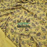 Baskılı %100 Pamuk 2 Katlı Hardal Krinkıl Müslin Kumaş | Desen 2