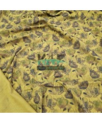 Baskılı %100 Pamuk 2 Katlı Hardal Krinkıl Müslin Kumaş | Desen 2