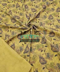 Baskılı %100 Pamuk 2 Katlı Hardal Krinkıl Müslin Kumaş | Desen 2