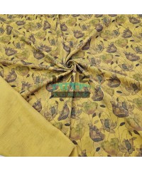 Baskılı %100 Pamuk 2 Katlı Hardal Krinkıl Müslin Kumaş | Desen 2