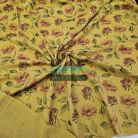 Baskılı %100 Pamuk 2 Katlı Hardal Krinkıl Müslin Kumaş | Desen 3