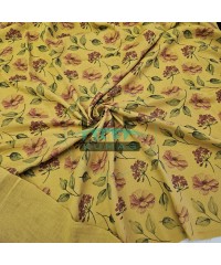 Baskılı %100 Pamuk 2 Katlı Hardal Krinkıl Müslin Kumaş | Desen 3