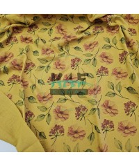 Baskılı %100 Pamuk 2 Katlı Hardal Krinkıl Müslin Kumaş | Desen 3 Baskılı %100 Pamuk 2 Katlı Hardal Krinkıl Müslin Kumaş | Desen 3