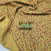 Baskılı %100 Pamuk 2 Katlı Hardal Krinkıl Müslin Kumaş | Desen 5