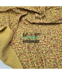 Baskılı %100 Pamuk 2 Katlı Hardal Krinkıl Müslin Kumaş | Desen 5