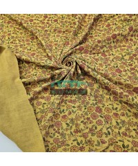 Baskılı %100 Pamuk 2 Katlı Hardal Krinkıl Müslin Kumaş | Desen 5