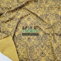 Baskılı %100 Pamuk 2 Katlı Hardal Krinkıl Müslin Kumaş | Desen 6