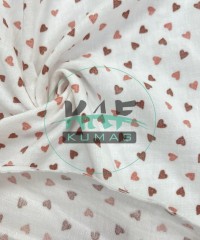 Krinkıl Müslin | 2 Katlı Bürümcük Kumaş | Kalpler