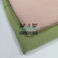 Krinkıl Müslin | 2 Katlı Bürümcük Kumaş | Pembe/ Somon  Krinkıl Müslin | 2 Katlı Bürümcük Kumaş | Pembe/ Somon