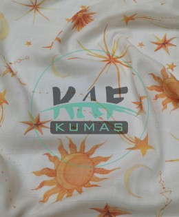 Baskılı %100 Pamuk Müslin Parça Kumaş | Güneş Ve Yıldız