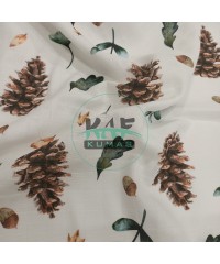 Baskılı %100 Pamuk Müslin Kumaş | Kozalak