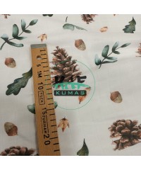 Baskılı %100 Pamuk Müslin Kumaş | Kozalak