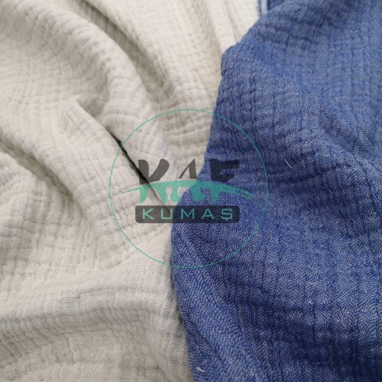 Dört Katlı Bürümcük Organik Pamuk Müslin Kumaş | İki Renkli: Denim ve Krem Dört Katlı Bürümcük Organik Pamuk Müslin Kumaş | İki Renkli: Denim ve Krem