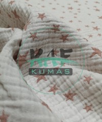 Desenli Dört Katlı Bürümcük Pamuk Müslin Kumaş | Pembe Yıldızlar Desenli Dört Katlı Bürümcük Pamuk Müslin Kumaş | Pembe Yıldızlar