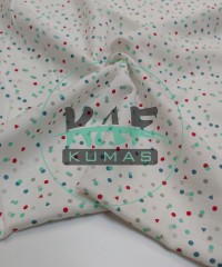 Baskılı Bambu Karışım Müslin Kumaş | Kırmızı Mavi Yeşil Şekiller