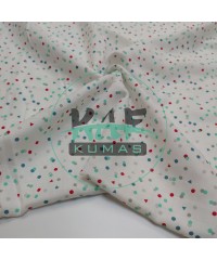 Baskılı Bambu Karışım Müslin Kumaş | Kırmızı Mavi Yeşil Şekiller