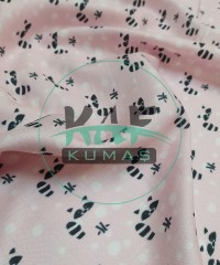Baskılı Bambu Karışım Müslin Kumaş | Pembe Zemin Rakun Desen Baskılı Bambu Karışım Müslin Kumaş | Pembe Zemin Rakun Desen